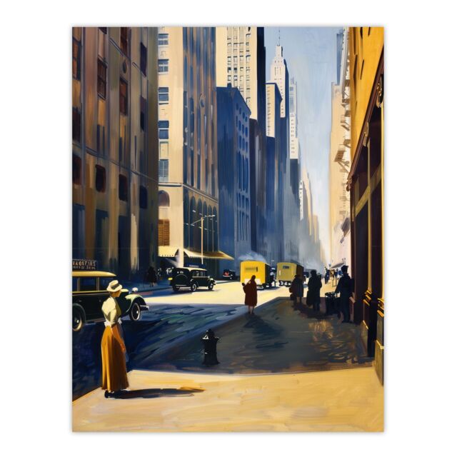 "Artery8 1930s 5th Avenue Street View Sunny New York Wall Art Print in Brown - Size: W24"" x H32""" - image 1