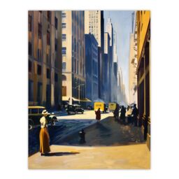 "Artery8 1930s 5th Avenue Street View Sunny New York Wall Art Print in Brown - Size: W24"" x H32""" - thumbnail 1