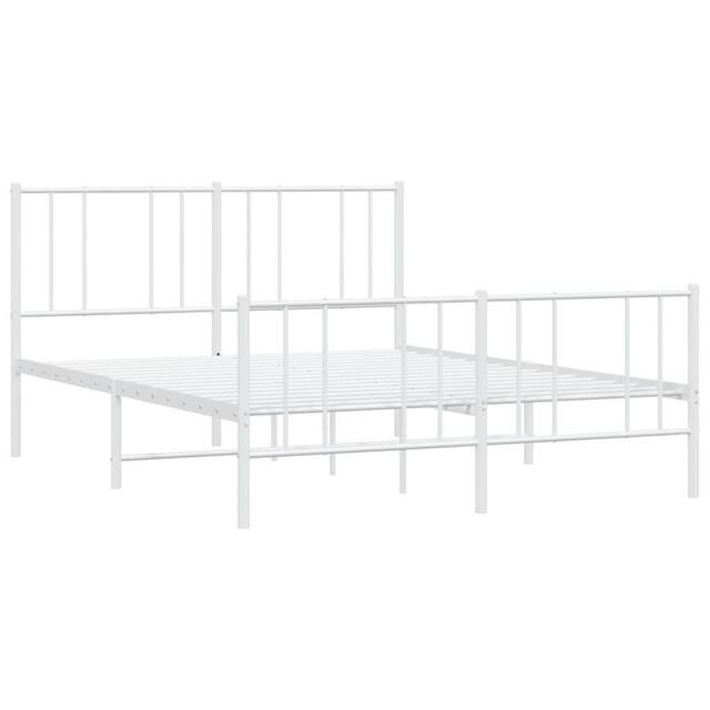 Berkfield Home Metal Bed Frame with Headboard & Footboard White 120x200 cm - Size: Small Double - image 1