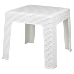 EONLION White Rattan Design Wicker Coffee Table Bistro Plastic Garden Patio Furniture - thumbnail 3