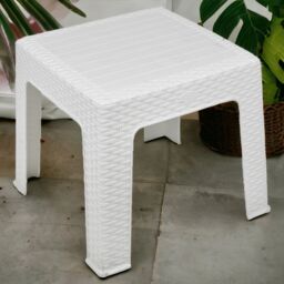 EONLION White Rattan Design Wicker Coffee Table Bistro Plastic Garden Patio Furniture - thumbnail 1