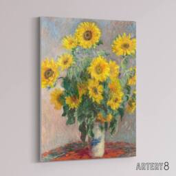 "Artery8 Bouquet of Sunflowers Claude Monet Vintage Canvas Wall Art - Size: W18"" x H24""" - thumbnail 2
