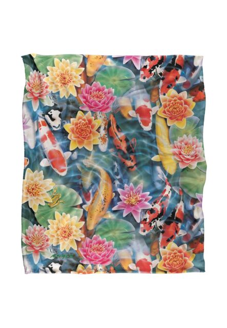 JQ Licensing Royce Mcclure Koi Fish Garden Silky Touch Super Soft Throw Blanket 152 X 127 cm in White - image 1