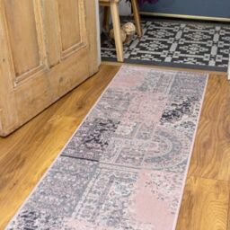 Kukoon Blush Pink Grey Traditional Patchwork Living Area Rug in Light Pink - Size: 240 cm x 330 cm - thumbnail 6