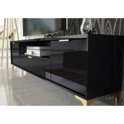 Mex Furniture LTD TV Unit Goldline Gloss 200cm - Glossy Black - thumbnail 3