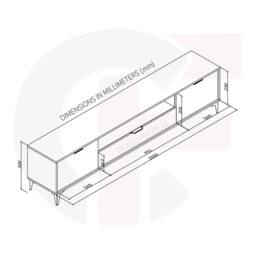 Mex Furniture LTD TV Unit Goldline Gloss 200cm - Glossy Black - thumbnail 7