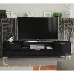 Mex Furniture LTD TV Unit Goldline Gloss 200cm - Glossy Black - thumbnail 4