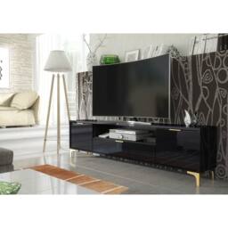 Mex Furniture LTD TV Unit Goldline Gloss 200cm - Glossy Black - thumbnail 2