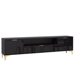 Mex Furniture LTD TV Unit Goldline Gloss 200cm - Glossy Black - thumbnail 8