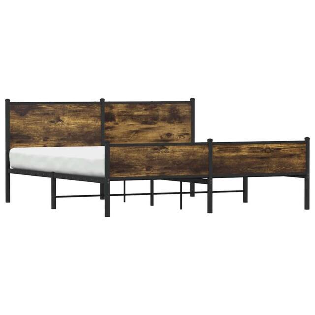 Berkfield Home Metal Bed Frame without Mattress Smoked Oak 160x200 cm in Brown - image 1