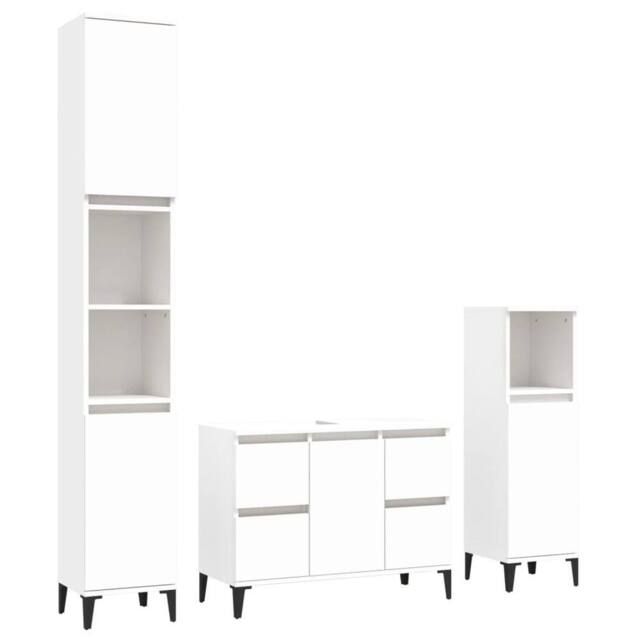 Berkfield Home 3 Piece Bathroom Furniture Set White Engineered Wood - image 1
