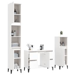 Berkfield Home 3 Piece Bathroom Furniture Set White Engineered Wood - thumbnail 4