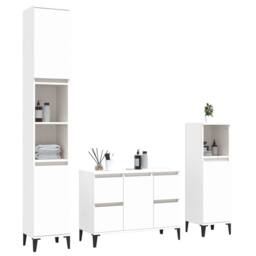 Berkfield Home 3 Piece Bathroom Furniture Set White Engineered Wood - thumbnail 3