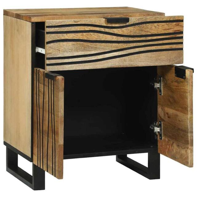 Berkfield Home Bedside Cabinet 50x33x60 cm Solid Wood Mango in Brown - Size: 50 x 33 x 60 cm - image 1