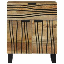 Berkfield Home Bedside Cabinet 50x33x60 cm Solid Wood Mango in Brown - Size: 50 x 33 x 60 cm - thumbnail 3