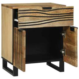 Berkfield Home Bedside Cabinet 50x33x60 cm Solid Wood Mango in Brown - Size: 50 x 33 x 60 cm - thumbnail 1