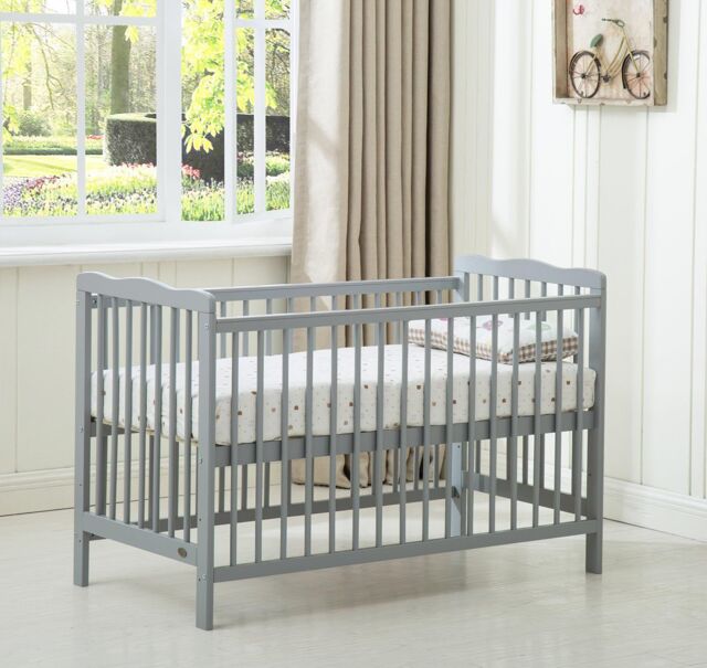 MCC Direct CozyCubs Wooden Baby Cot Crib with Mattress Brooklyn in Grey - Size: 1 Pack - image 1