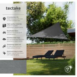 tectake Shade Sail - Triangular With Uv Protection 50+, Water-Repellent, Grey - Size: 2XL - thumbnail 2