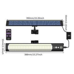 VOGREX Solar LED Wall Light 180 LED Outdoor Garden Security Lamp in Black - thumbnail 2