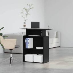 Berkfield Home Reception Desk Black 100x40x104 cm Engineered Wood - Size: 100 x 40 x 104 cm - thumbnail 4