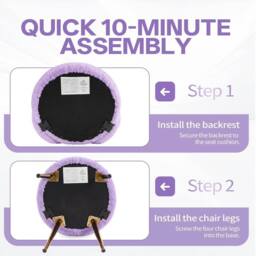 KORVIXA Plush Upholstery Dressing Table Stool Side Chair in Purple - Size: 100 cm x 100 cm - thumbnail 5