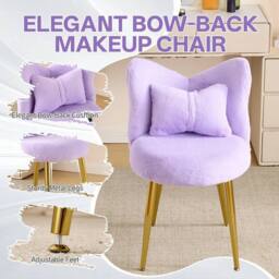 KORVIXA Plush Upholstery Dressing Table Stool Side Chair in Purple - Size: 100 cm x 100 cm - thumbnail 3