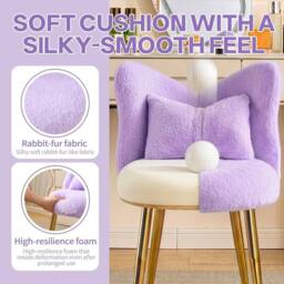KORVIXA Plush Upholstery Dressing Table Stool Side Chair in Purple - Size: 100 cm x 100 cm - thumbnail 4