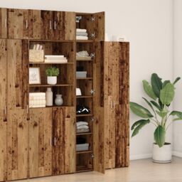 Berkfield Home Slim Storage Cabinet Old Wood 30x42.5x225 cm Engineered Wood in Brown - thumbnail 4