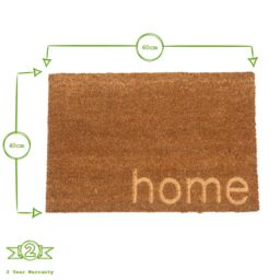 Nicola Spring Coir Door Mat - 60 x 40cm - Embossed Home in Brown - Size: 40 cm x 60 cm - thumbnail 3