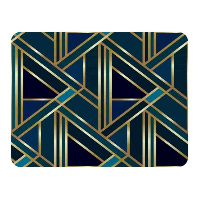 Benjamin Tate Design Gold & Teal Geometric Pattern Blanket in Natural - Size: 120 cm x 150 cm - image 1