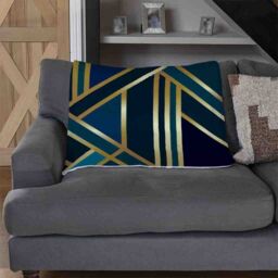 Benjamin Tate Design Gold & Teal Geometric Pattern Blanket in Natural - Size: 120 cm x 150 cm - thumbnail 2