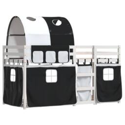 Berkfield Home Bunk Bed without Mattress White&Black 90x200 cm Solid Wood Pine in Black - thumbnail 3