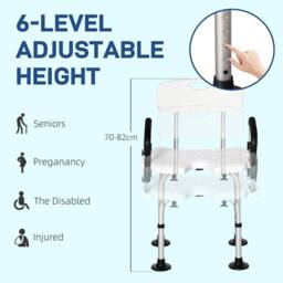 STILVORA Adjustable Shower Chair with Back & Padded Arms in White - thumbnail 8