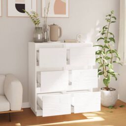 Berkfield Home Sideboards 2 pcs White 32x34x75 cm Solid Wood Pine - Size: 32 x 34 x 75 cm - thumbnail 3