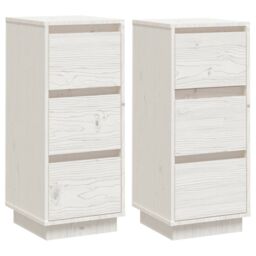 Berkfield Home Sideboards 2 pcs White 32x34x75 cm Solid Wood Pine - Size: 32 x 34 x 75 cm - thumbnail 2