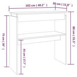 Berkfield Home Console Table Smoked Oak 102x30x80 cm Engineered Wood in Brown - Size: 102 x 30 x 80 cm - thumbnail 6