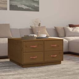 Berkfield Home Beautiful Coffee Table Honey Brown 80x80x45 cm Solid Wood Pine - Size: 80 x 80 x 45 cm - thumbnail 2