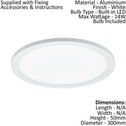 Loops Flush Ceiling Light Colour White Shade White Plastic Bulb LED 14W Included - thumbnail 2