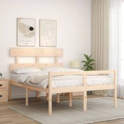 Berkfield Home Bed Frame with Headboard 120x200 cm Solid Wood in Brown - Size: Small Double - thumbnail 3