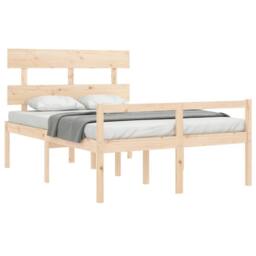 Berkfield Home Bed Frame with Headboard 120x200 cm Solid Wood in Brown - Size: Small Double - thumbnail 4
