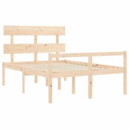 Berkfield Home Bed Frame with Headboard 120x200 cm Solid Wood in Brown - Size: Small Double - thumbnail 5