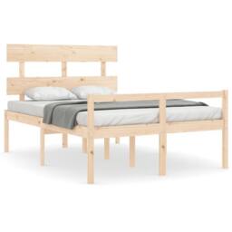 Berkfield Home Bed Frame with Headboard 120x200 cm Solid Wood in Brown - Size: Small Double - thumbnail 2
