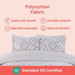 Rapport Home Ikat Bohemian Reversible Polycotton Duvet Cover Set With Pillowcase in Natural - Size: King - thumbnail 8
