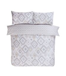Rapport Home Ikat Bohemian Reversible Polycotton Duvet Cover Set With Pillowcase in Natural - Size: King - thumbnail 3