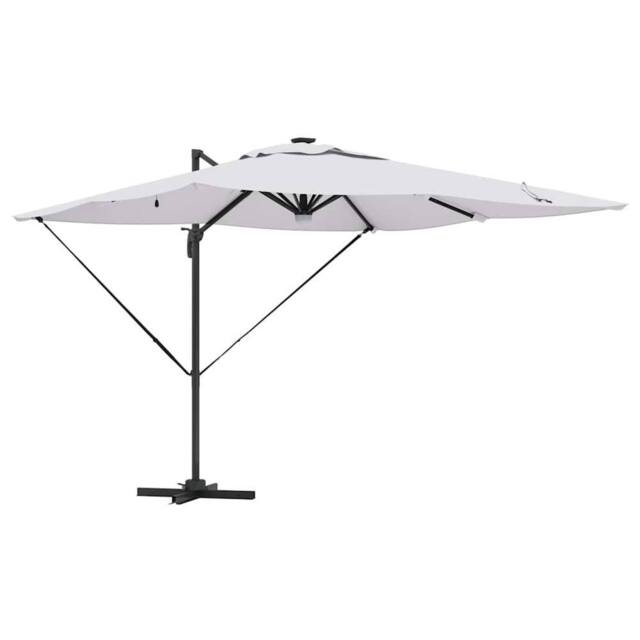 Berkfield Home Cantilever Roma Parasol with LEDs Sand 286x285x270 cm Aluminium in White - Size: 286 x 285 x 270 cm - image 1