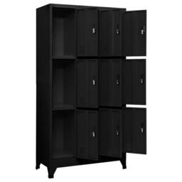 Berkfield Home Locker Cabinet Black 90x45x180 cm Steel - Size: 90 x 45 x 180 cm - thumbnail 3
