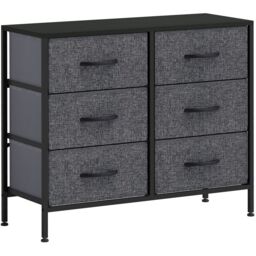 HOMCOM 8 Drawer Fabric Chest of Drawers w/ Wooden Top for Hallway in Black - thumbnail 2
