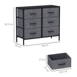 HOMCOM 8 Drawer Fabric Chest of Drawers w/ Wooden Top for Hallway in Black - thumbnail 3