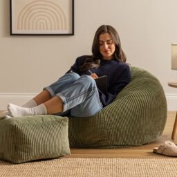 icon Kingston Bean Bag & Footstool Jumbo Cord Bundle in Green - thumbnail 2