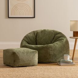 icon Kingston Bean Bag & Footstool Jumbo Cord Bundle in Green - thumbnail 1